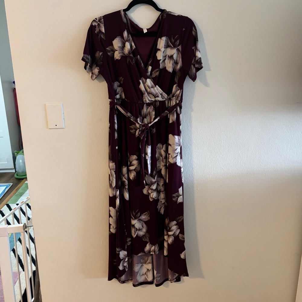 Pink Blush Maternity Floral Wrap Dress- XL